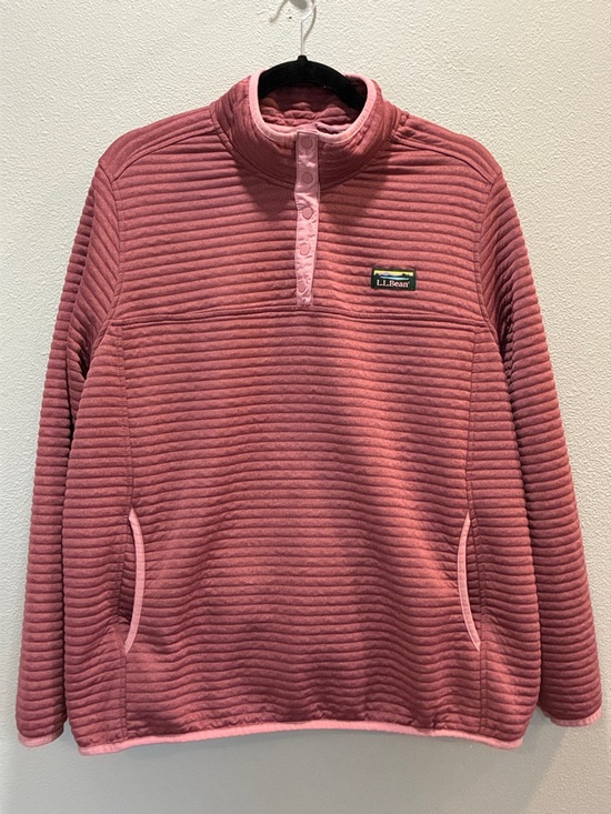 L.L. Bean Tops - L.L. Bean Textured Pullover Snap Neck Fleece Rose Sweatshirt Women’s Size 2XL